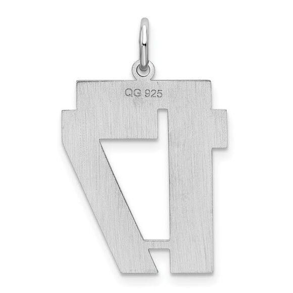Sterling Silver, Jersey Collection, Large Number 17 Pendant - Picture 3 of 5